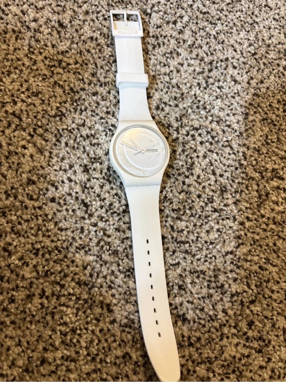 Swatch White Silicone Analog Wristwatch
